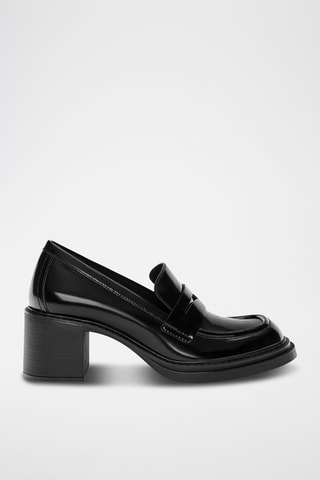 Mocassins à talons vernis - Noir