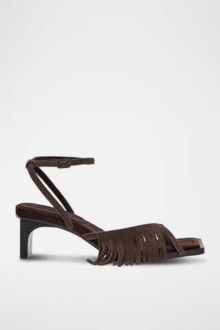 Sandales à talons en nubuck - Marron