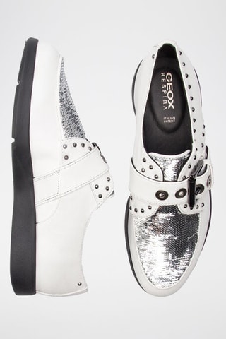 Derbys à boucle en cuir Arjola - Blanc et argenté