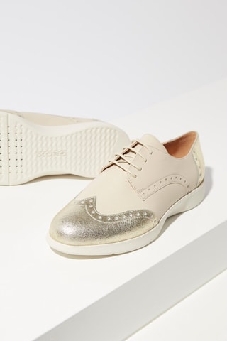 Derbys en cuir Beige et doré