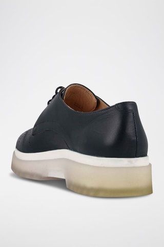 Derbys plateformes en cuir - Bleu marine