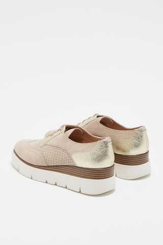 Richelieus compensés en nubuck Nude et doré