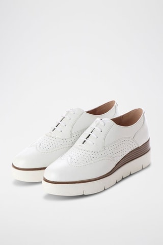 Richelieus compensés en cuir Kattilou - Blanc