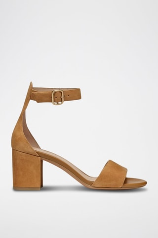 Sandales à talons en cuir de chèvre nubuck Virnilisa - Marron clair