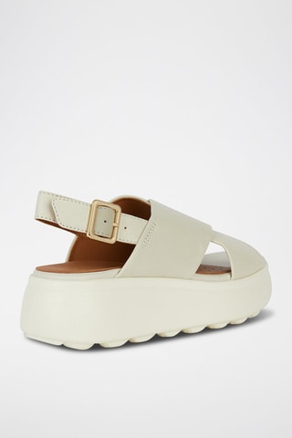 Sandales plateformes en cuir nappa Spherica - Ecru