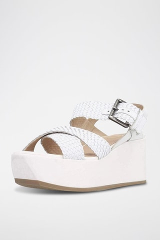 Sandales compensées en cuir Zerfie - Blanc