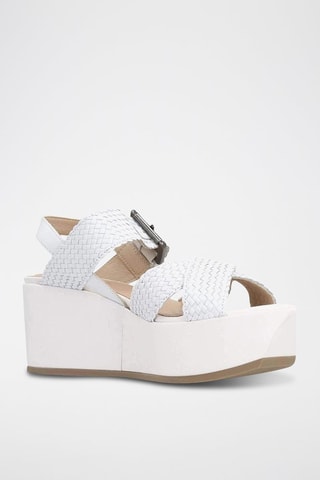 Sandales compensées en cuir Zerfie - Blanc