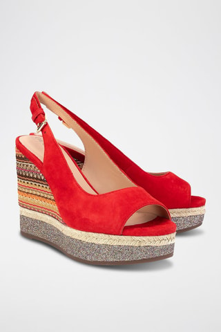 Sandales compensées en nubuck Yulimar - Rouge