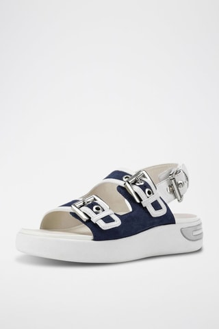 Sandales plateformes en nubuck Ottaya - Bleu marine et blanc