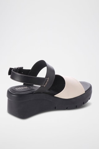 Sandales compensées en cuir Torrence - Noir et écru