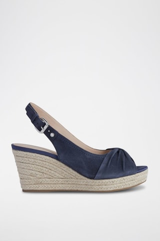 Sandales compensées en nubuck Soleil - Bleu marine