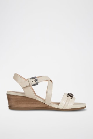 Sandales compensées en cuir Marykarmen - Beige