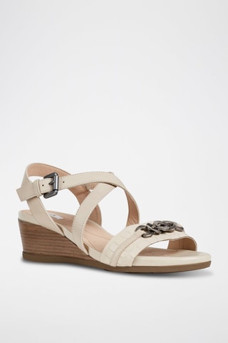 Sandales compensées en cuir Marykarmen - Beige
