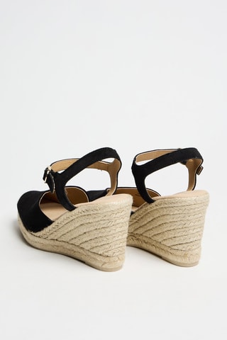 Sandales compensées en cuir suédé - Noir
