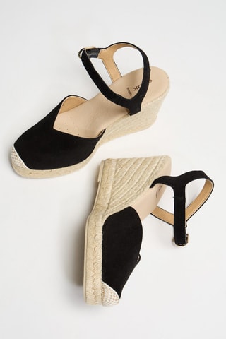 Sandales compensées en cuir suédé - Noir