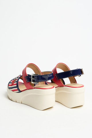 Sandales compensées en cuir - Rouge