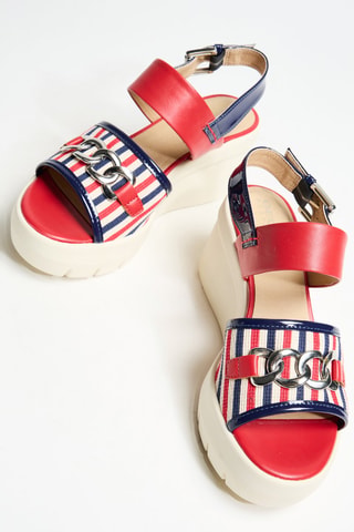 Sandales compensées en cuir - Rouge
