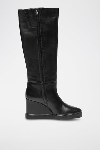 Bottes compensées en cuir Elidea - Noir