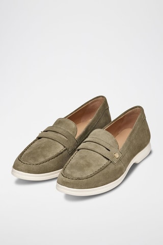 Mocassins en cuir de veau nubuck Xand 3D - Vert foncé