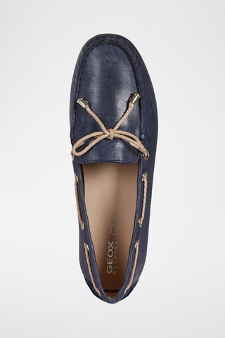 Chaussures bateau en cuir Leelyan - Bleu marine et beige