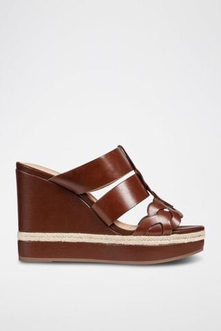 Mules compensées en cuir Yulimar - Marron