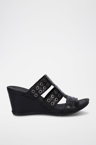 Mules compensées en cuir Dorotha - Noir
