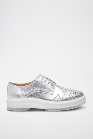 Sneakers plateformes en cuir - Argenté