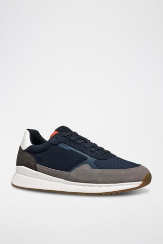 Baskets en cuir de veau nubuck Branthon - Bleu marine
