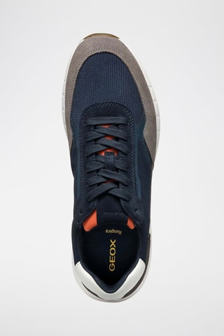 Baskets en cuir de veau nubuck Branthon - Bleu marine