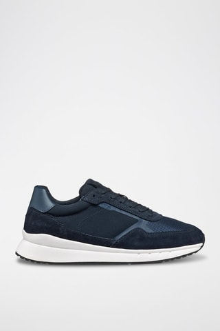 Baskets en cuir de veau nubuck Branthon - Bleu marine