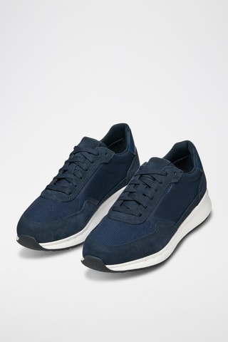 Baskets en cuir de veau nubuck Branthon - Bleu marine