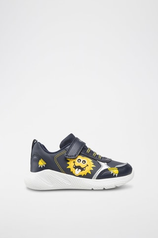 Baskets en cuir Sprintye - Bleu foncé et jaune