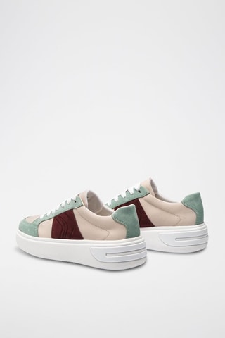 Baskets plateformes en cuir Ottaya - Beige et vert d’eau