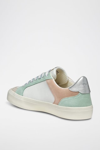 Baskets en cuir de veau nubuck Emmeleny - Vert d’eau et blanc