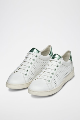 Baskets en cuir nappa Jaysen - Blanc et vert émeraude