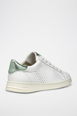 Baskets en cuir nappa Jaysen - Blanc et vert émeraude