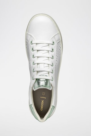 Baskets en cuir nappa Jaysen - Blanc et vert émeraude