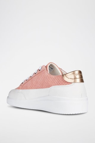 Baskets plateformes en cuir nappa nubuck Tahina - Corail et blanc
