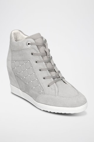 Baskets montantes compensées en nubuck Carum - Gris clair