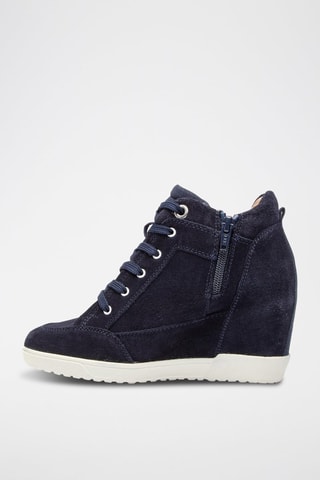 Baskets montantes compensées en nubuck Carum - Bleu marine