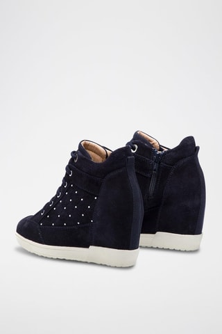 Baskets montantes compensées en nubuck Carum - Bleu marine