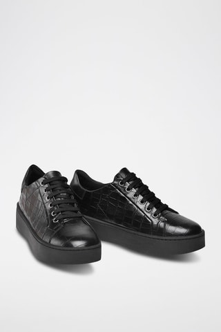 Baskets plateformes en cuir Skyely - Noir
