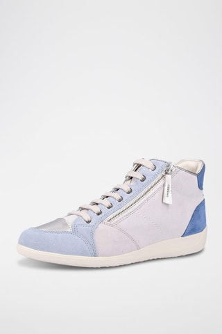 Baskets montantes en cuir Myria - Blanc et ciel