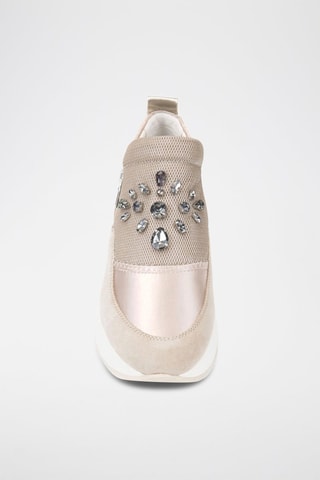 Baskets compensées en cuir - Beige