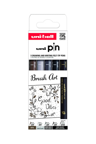 5 feutres techniques Brush Art UniBall - 0,2 à 1 mm