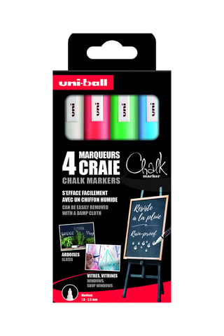 4 marqueurs craie Uniball - 1,8 à 2,5 mm