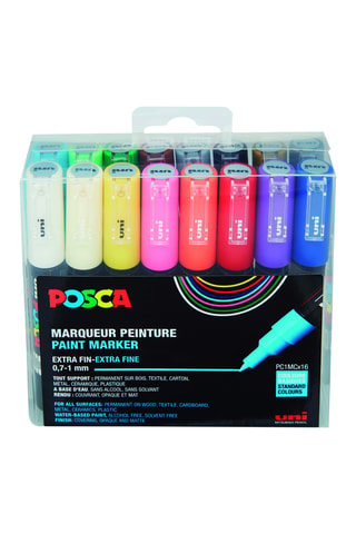 Set de 16 marqueurs PC1MC à pointe extra-fine Posca - 0,7-1 mm