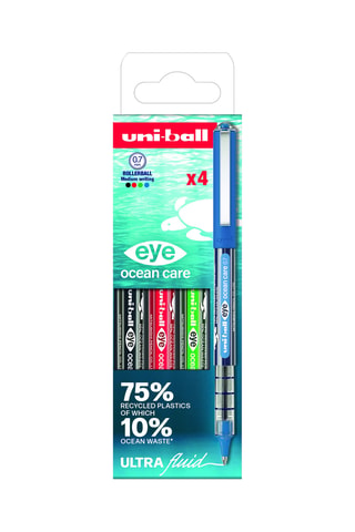 4 rollers à encre liquide Eye Ocean Care Uniball - 0,7 mm