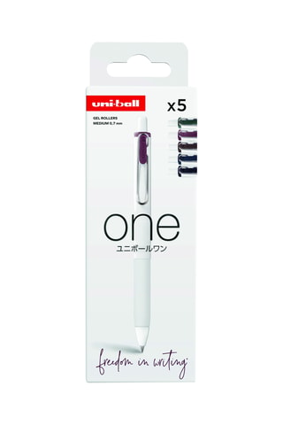 5 stylos à encre gel One Uniball - 0,7 mm