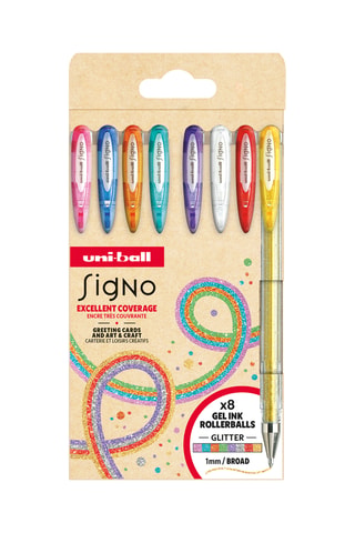 8 rollers à encre gel pailleté Signo Uniball - 1 mm